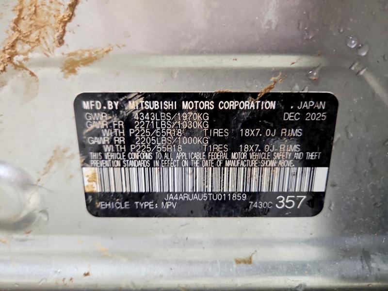 2026 Mitsubishi Outlander Sport მანქანა იყიდება აუქციონზე, vin: JA4ARUAU5TU011859, აუქციონის ნომერი: 65522196