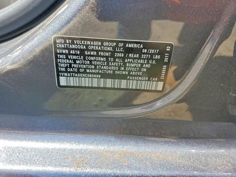 Aukcja sprzedaży 2017 Volkswagen Passat, vin: 1VWAT7A3XHC080699, numer aukcji: 65606496