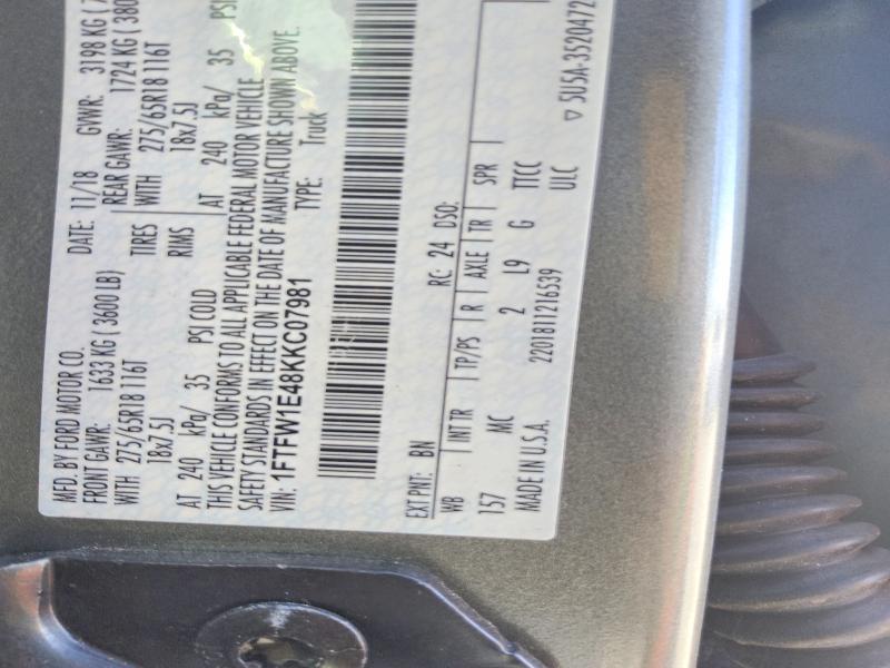 Aukcja sprzedaży 2019 Ford F150, vin: 1FTFW1E48KKC07981, numer aukcji: 65891986