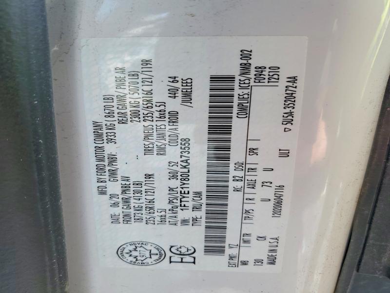64045176 :رقم المزاد ، 1FTYE1Y80LKA73558 vin ، 2020 Ford Transit مزاد بيع
