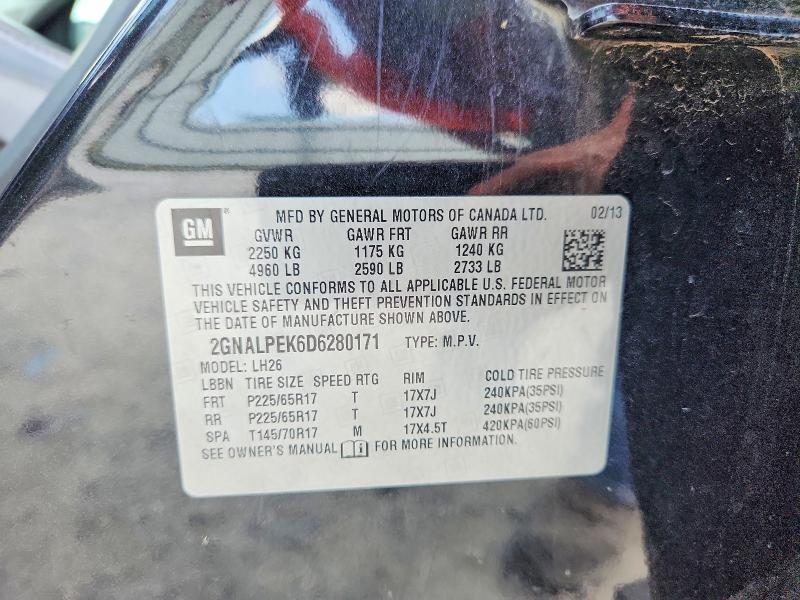 2013 Chevrolet Equinox მანქანა იყიდება აუქციონზე, vin: 2GNALPEK6D6280171, აუქციონის ნომერი: 66792916