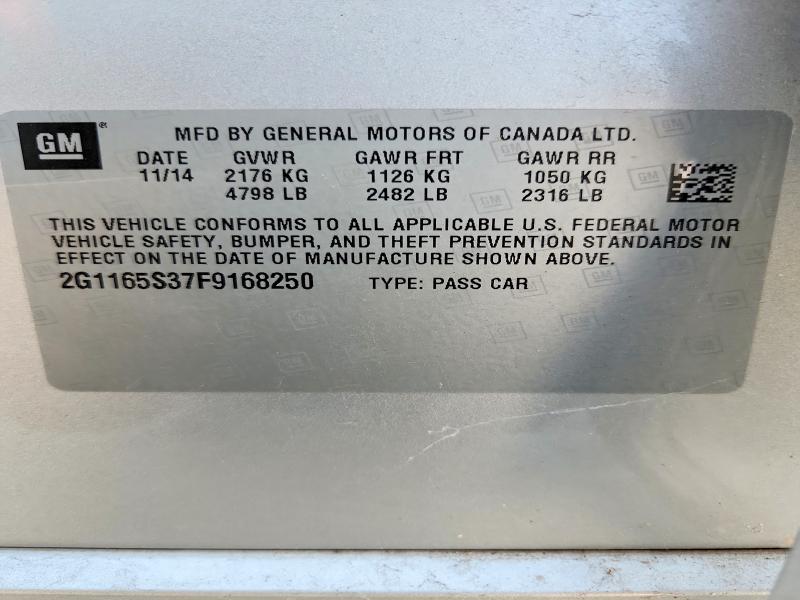 66557326 :رقم المزاد ، 2G1165S37F9168250 vin ، 2015 Chevrolet Impala مزاد بيع