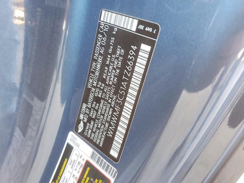64713226 :رقم المزاد ، WMWMF3C51ATZ66394 vin ، 2010 Mini Cooper مزاد بيع