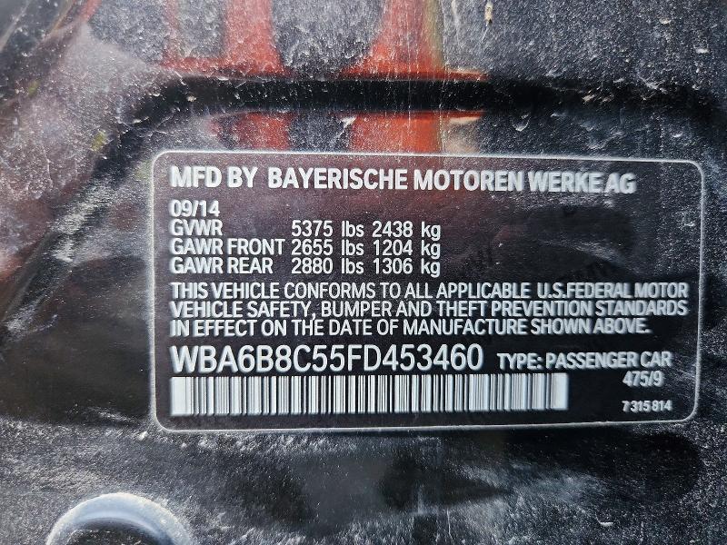 Продажа на аукционе авто 2015 Bmw 640, vin: WBA6B8C55FD453460, номер лота: 65223376