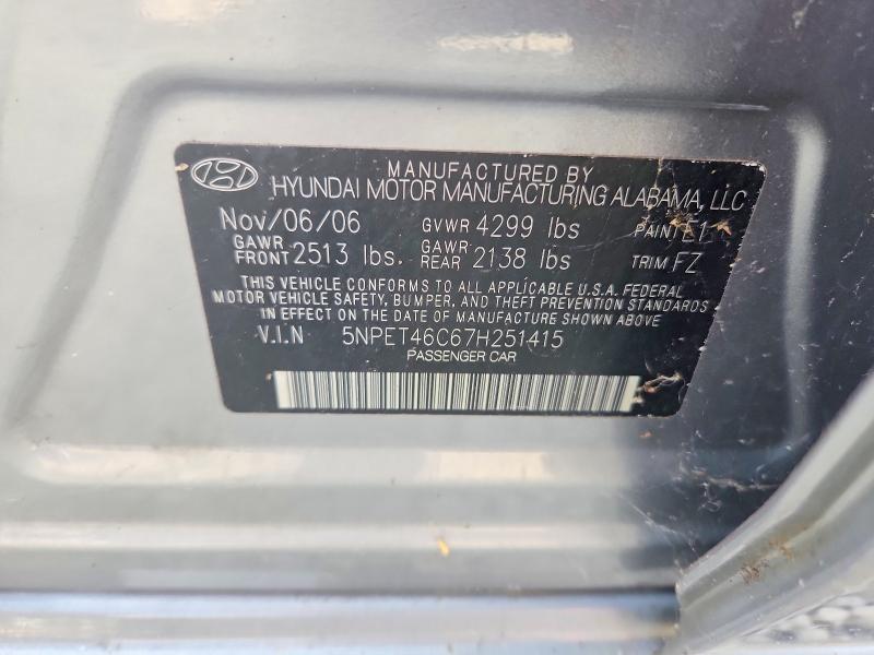 Aukcja sprzedaży 2007 Hyundai Sonata, vin: 5NPET46C67H251415, numer aukcji: 66889526