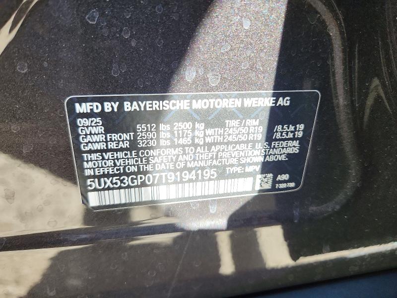 65741186 :رقم المزاد ، 5UX53GP07T9194195 vin ، 2026 Bmw X3 مزاد بيع