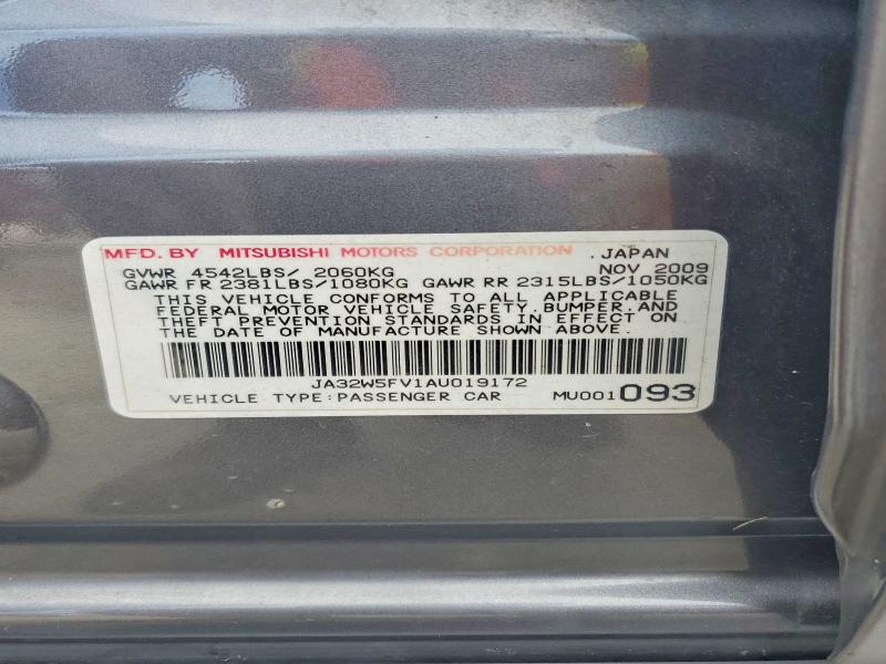 Aukcja sprzedaży 2010 Mitsubishi Lancer, vin: JA32W5FV1AU019172, numer aukcji: 63793826