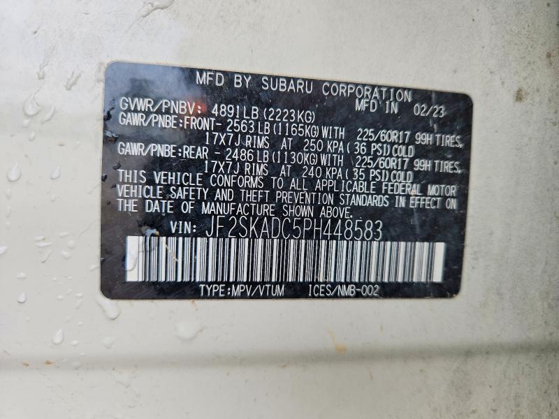 Продаж на аукціоні авто 2023 Subaru Forester, vin: JF2SKADC5PH448583, номер лоту: 65030246