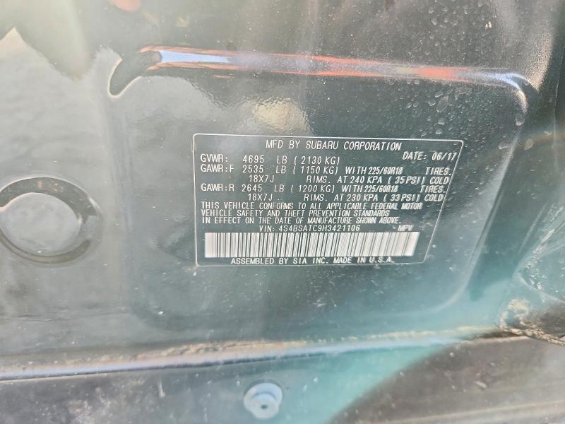 Продажа на аукционе авто 2017 Subaru Outback, vin: 4S4BSATC9H3421106, номер лота: 64505446