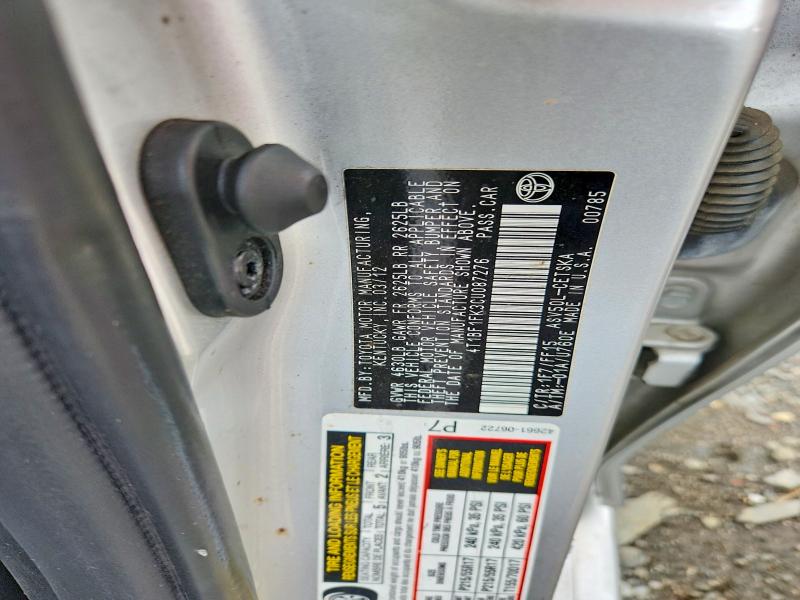 2012 Toyota Camry მანქანა იყიდება აუქციონზე, vin: 4T1BF1FK3CU087276, აუქციონის ნომერი: 65395576