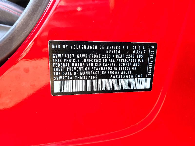 2017 Volkswagen Jetta მანქანა იყიდება აუქციონზე, vin: 3VW4T7AJ7HM337165, აუქციონის ნომერი: 64323576
