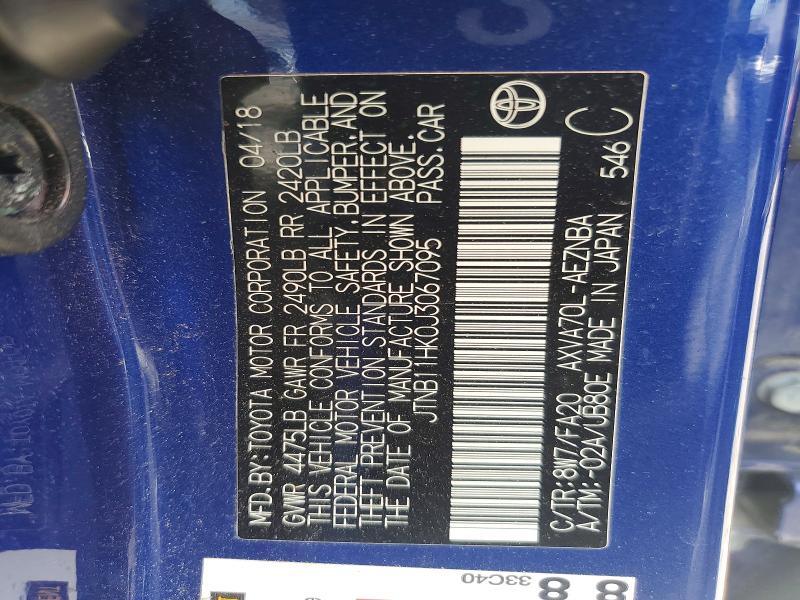 Aukcja sprzedaży 2018 Toyota Camry, vin: JTNB11HK0J3067095, numer aukcji: 67014426