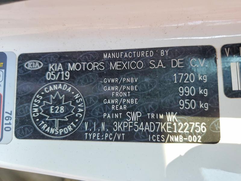 2019 Kia Forte მანქანა იყიდება აუქციონზე, vin: 3KPF54AD7KE122756, აუქციონის ნომერი: 64802046
