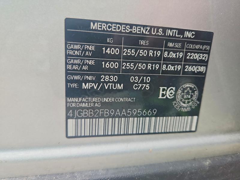Продаж на аукціоні авто 2010 Mercedes-benz Ml, vin: 4JGBB2FB9AA595669, номер лоту: 64107156