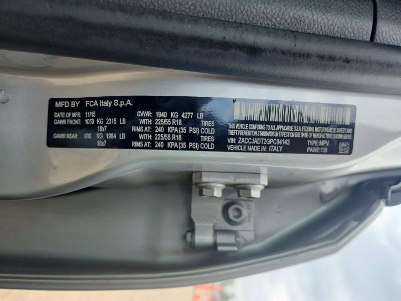 Продаж на аукціоні авто 2016 Jeep Renegade, vin: ZACCJADT2GPC84143, номер лоту: 65857106
