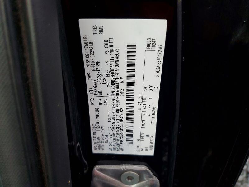 Aukcja sprzedaży 2018 Ford Escape, vin: 1FMCU9GD0JUB29182, numer aukcji: 64474526