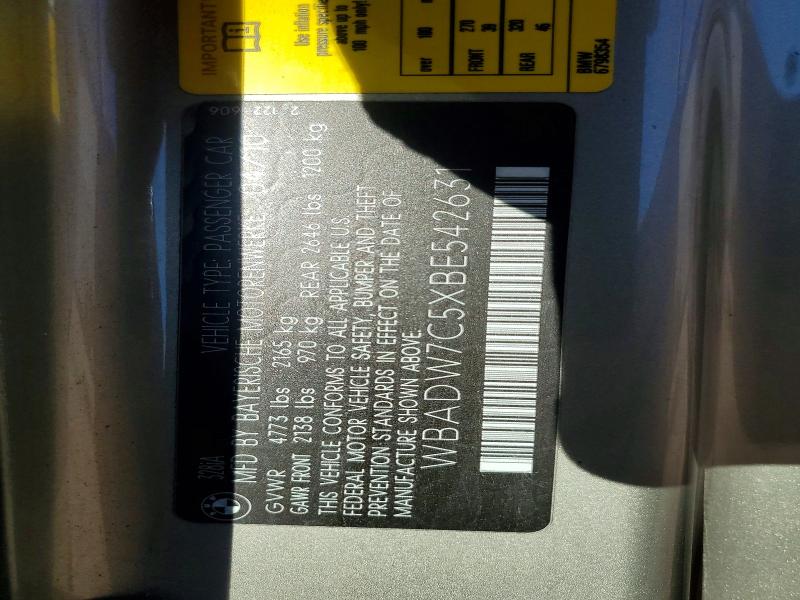 65218466 :رقم المزاد ، WBADW7C5XBE542631 vin ، 2011 Bmw 328 مزاد بيع
