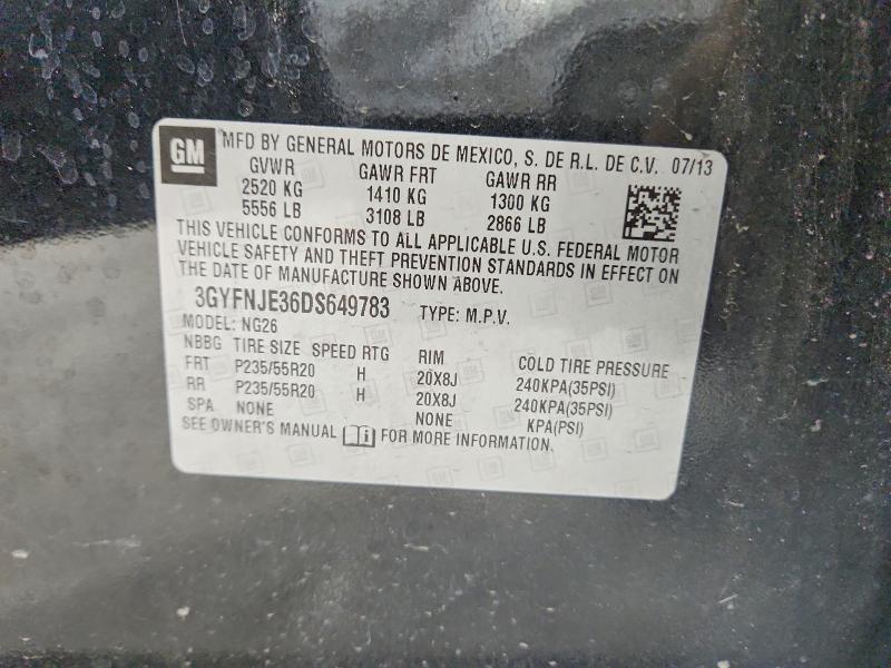 2013 Cadillac Srx მანქანა იყიდება აუქციონზე, vin: 3GYFNJE36DS649783, აუქციონის ნომერი: 64092996