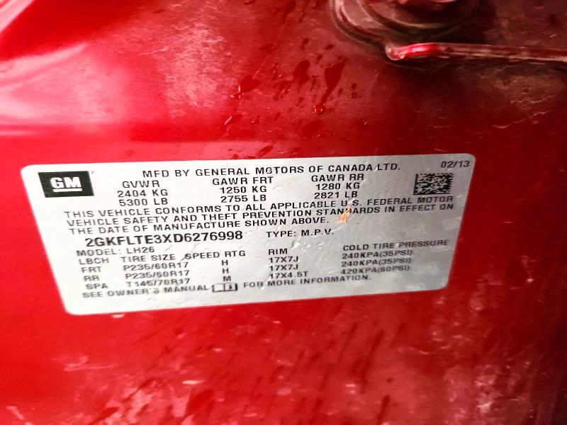 Aukcja sprzedaży 2013 Gmc Terrain, vin: 2GKFLTE3XD6276998, numer aukcji: 63996646