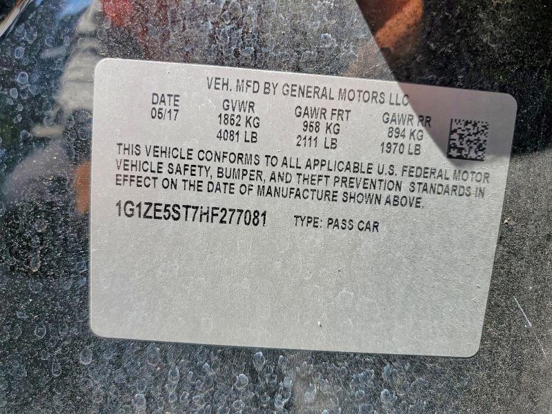 Auction sale of the 2017 Chevrolet Malibu, vin: 1G1ZE5ST7HF277081, lot number: 63529486