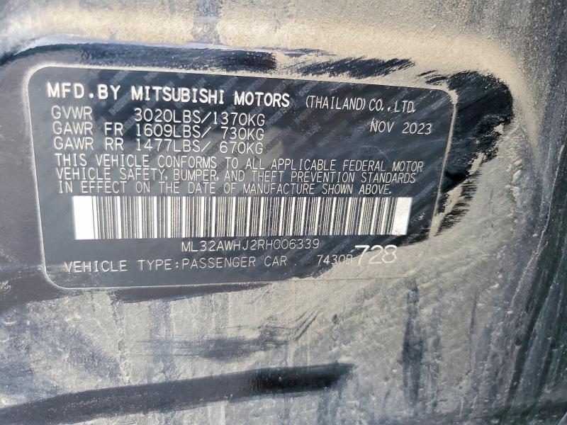 64378096 :رقم المزاد ، ML32AWHJ2RH006339 vin ، 2024 Mitsubishi Mirage مزاد بيع