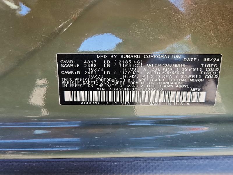 65235756 :رقم المزاد ، 4S4GUHF60R3803220 vin ، 2024 Subaru Crosstrek مزاد بيع