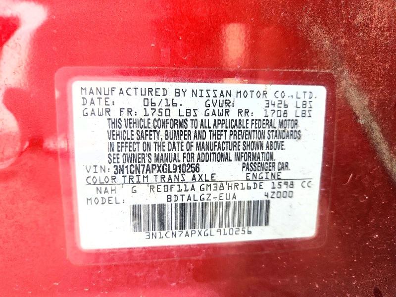 Aukcja sprzedaży 2016 Nissan Versa, vin: 3N1CN7APXGL910256, numer aukcji: 63472766