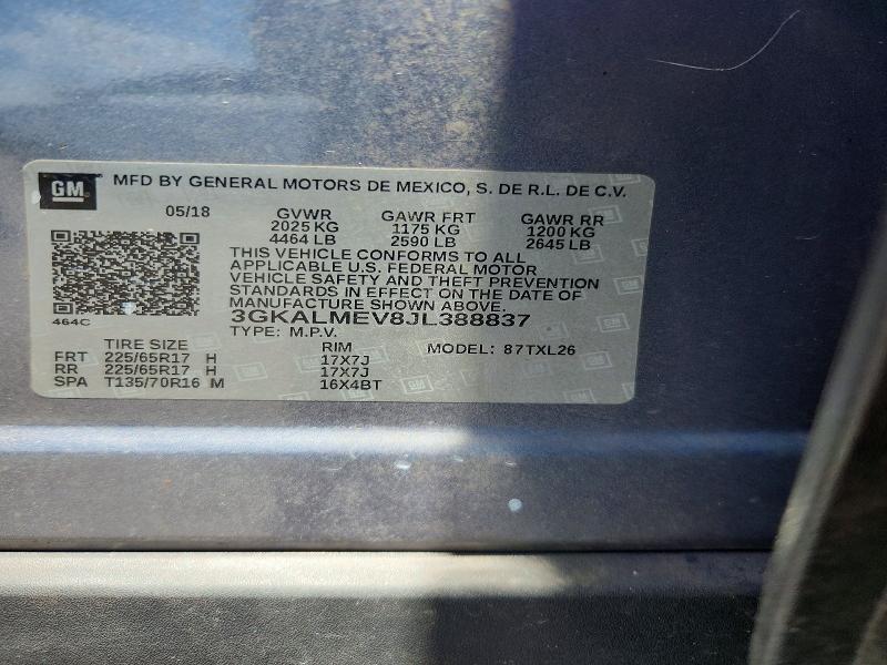 2018 Gmc Terrain მანქანა იყიდება აუქციონზე, vin: 3GKALMEV8JL388837, აუქციონის ნომერი: 64693896