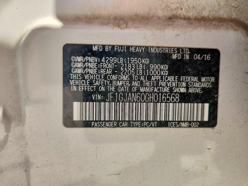 Aukcja sprzedaży 2016 Subaru Impreza, vin: JF1GJAN60GH016568, numer aukcji: 64946826