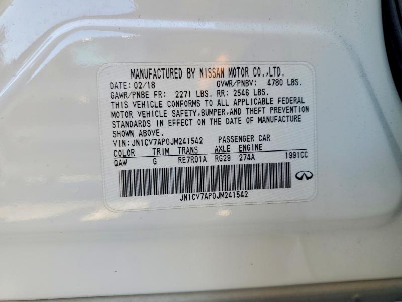 Продажа на аукционе авто 2018 Infiniti Q50, vin: JN1CV7AP0JM241542, номер лота: 64473146