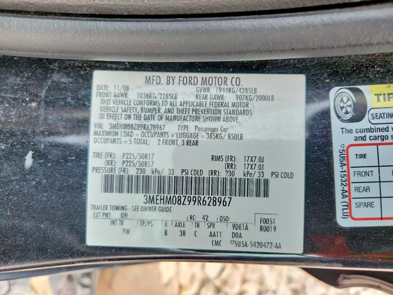 Продажа на аукционе авто 2009 Mercury Milan, vin: 3MEHM08Z99R628967, номер лота: 64780196
