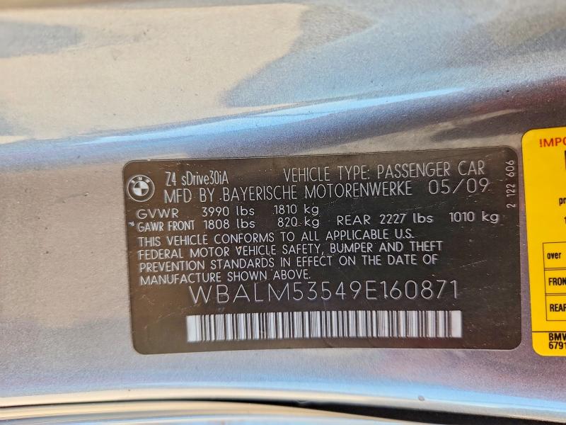 Продаж на аукціоні авто 2009 Bmw Z4, vin: WBALM53549E160871, номер лоту: 66846026