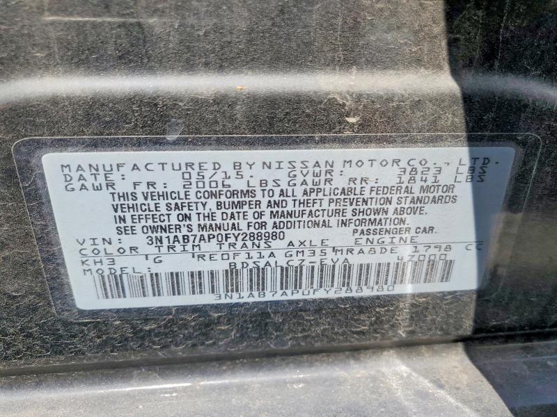 65022996 :رقم المزاد ، 3N1AB7AP0FY288980 vin ، 2015 Nissan Sentra مزاد بيع