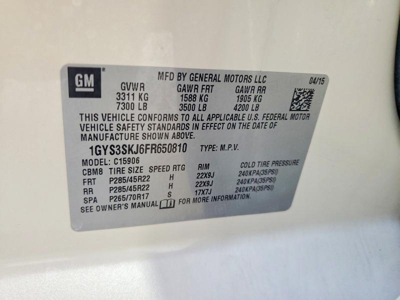 Продаж на аукціоні авто 2015 Cadillac Escalade, vin: 1GYS3SKJ6FR650810, номер лоту: 65448966