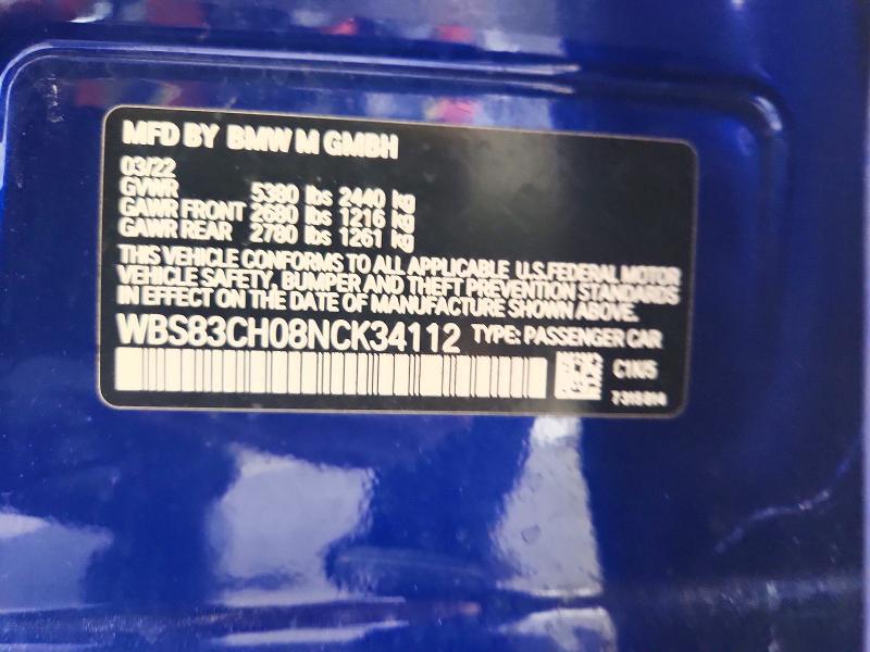 Продаж на аукціоні авто 2022 Bmw M5, vin: WBS83CH08NCK34112, номер лоту: 66739096