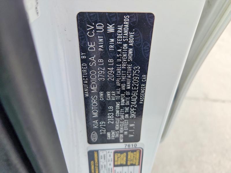 63669106 :رقم المزاد ، 3KPF24AD6LE209753 vin ، 2020 Kia Forte مزاد بيع