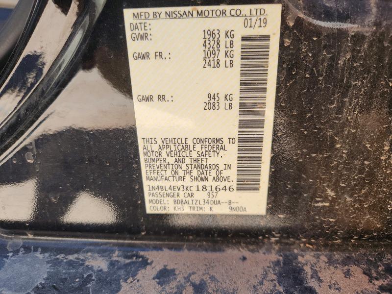 Aukcja sprzedaży 2019 Nissan Altima, vin: 1N4BL4EV3KC181646, numer aukcji: 64969706