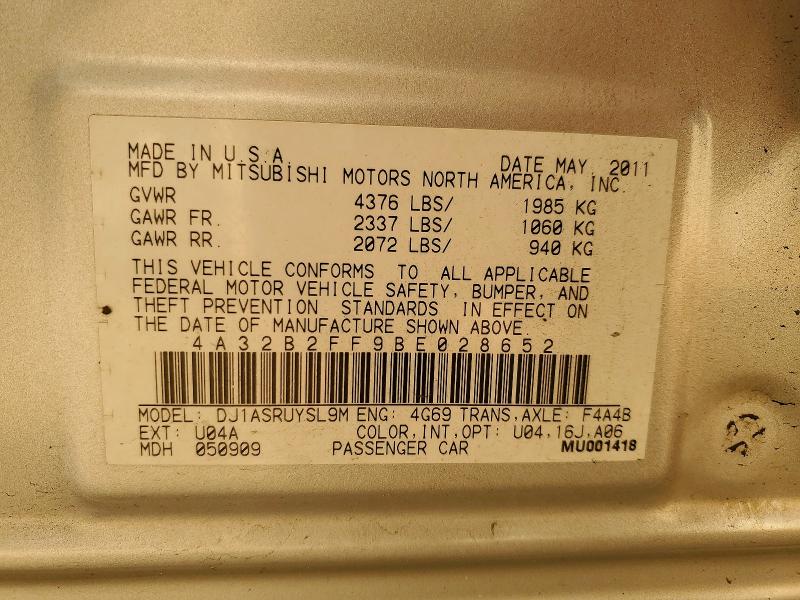 Продаж на аукціоні авто 2011 Mitsubishi Galant, vin: 4A32B2FF9BE028652, номер лоту: 63554396