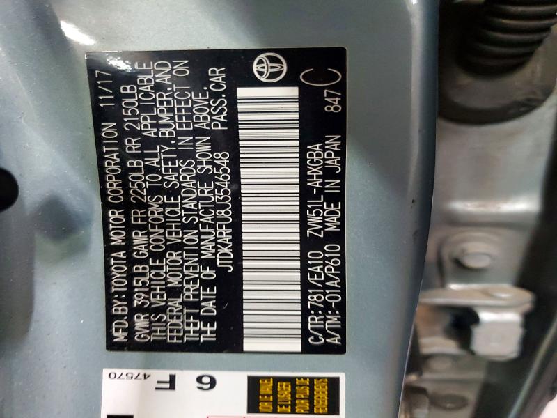 Продаж на аукціоні авто 2018 Toyota Prius, vin: JTDKARFU8J3546548, номер лоту: 66719076