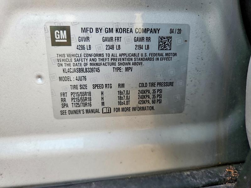 Aukcja sprzedaży 2020 Buick Encore, vin: KL4CJASB9LB339745, numer aukcji: 65336766