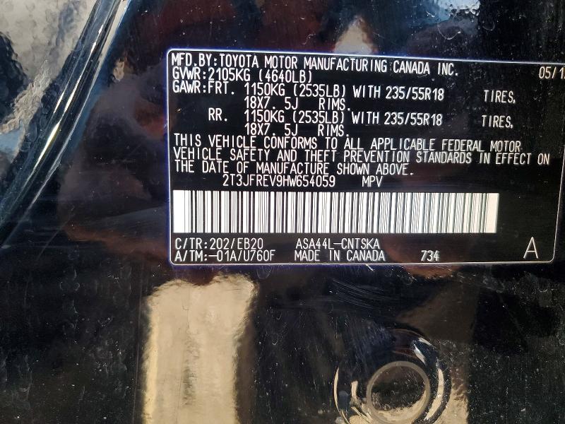 2017 Toyota Rav4 მანქანა იყიდება აუქციონზე, vin: 2T3JFREV9HW654059, აუქციონის ნომერი: 65320016