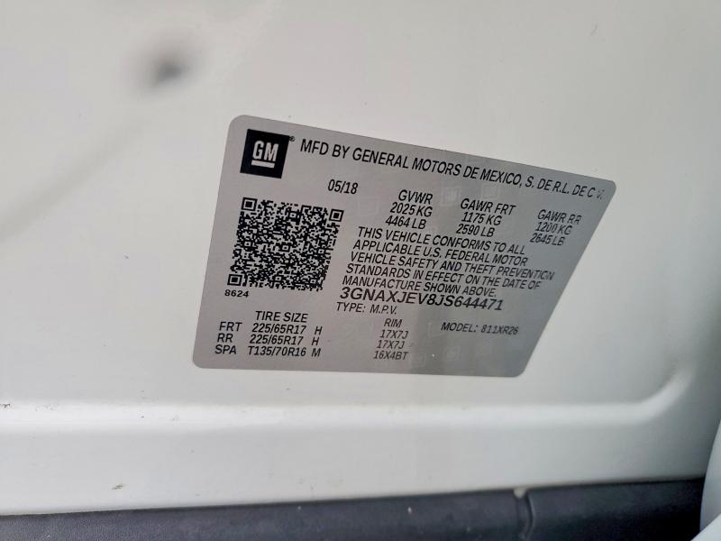 Продажа на аукционе авто 2018 Chevrolet Equinox, vin: 3GNAXJEV8JS644471, номер лота: 66932246