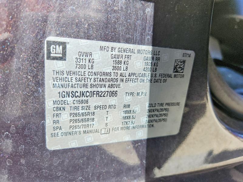 64119286 :رقم المزاد ، 1GNSCJKC0FR227066 vin ، 2015 Chevrolet Suburban مزاد بيع