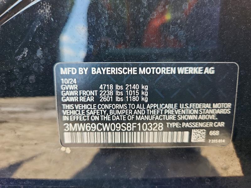 65154886 :رقم المزاد ، 3MW69CW09S8F10328 vin ، 2025 Bmw 330i مزاد بيع
