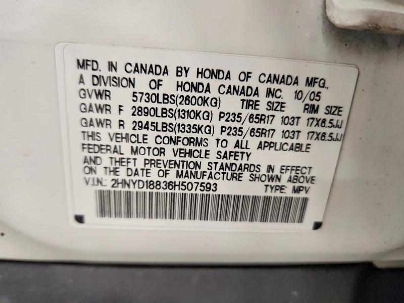 65028006 :رقم المزاد ، 2HNYD18836H507593 vin ، 2006 Acura Mdx مزاد بيع