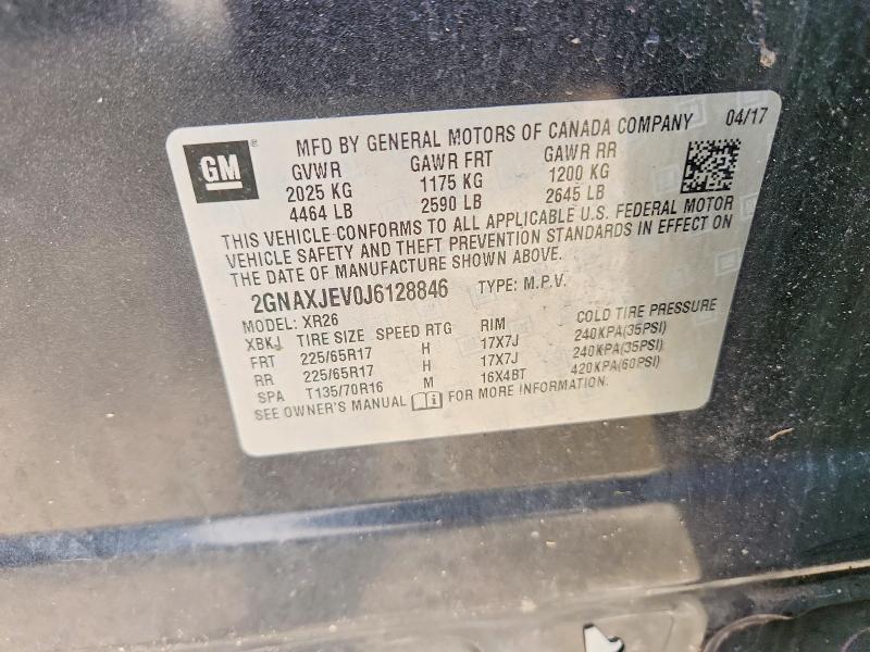 Aukcja sprzedaży 2018 Chevrolet Equinox, vin: 2GNAXJEV0J6128846, numer aukcji: 66690996