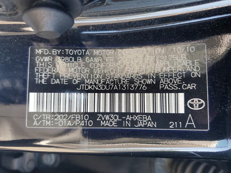 Aukcja sprzedaży 2010 Toyota Prius, vin: JTDKN3DU7A1313776, numer aukcji: 63592136