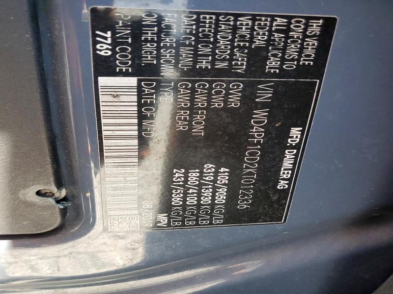 Auction sale of the 2019 Mercedes-benz Sprinter, vin: WD4PF1CD2KT012336, lot number: 64897196