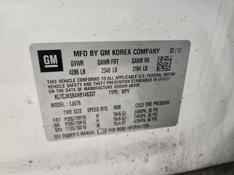 66126636 :رقم المزاد ، KL7CJKSB4HB146337 vin ، 2017 Chevrolet Trax مزاد بيع