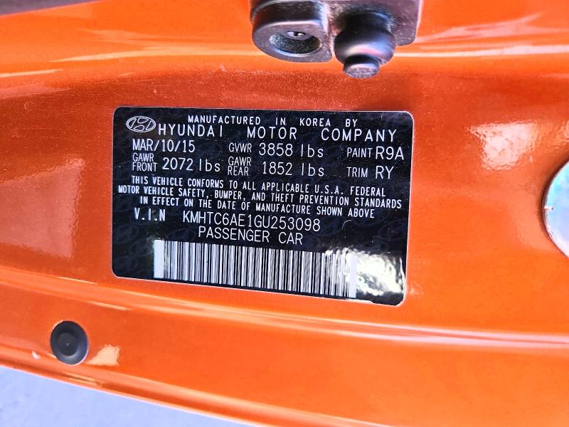 Продаж на аукціоні авто 2016 Hyundai Veloster, vin: KMHTC6AE1GU253098, номер лоту: 63512156